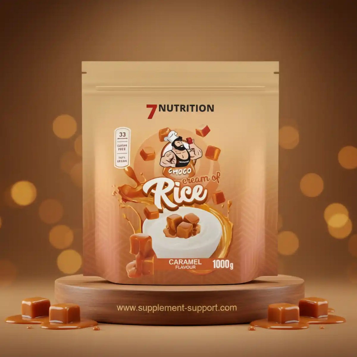 7 Nutrition Choco Rice Sportnahrung in Karamell-Geschmack, 1000g Packung