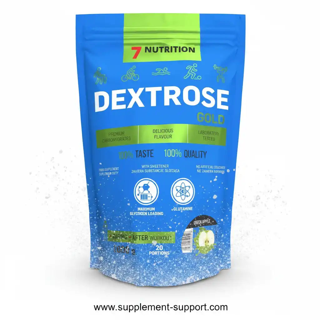 Dextrose Gold von 7 Nutrition – Premium-Kohlenhydrate für Sportler, grüner Apfel Geschmack, 1000g