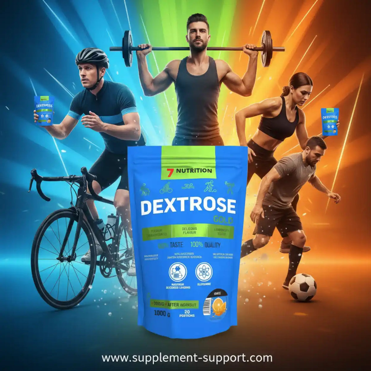 Dextrose Pulver für Sportler zur Energieversorgung während und nach dem Training.