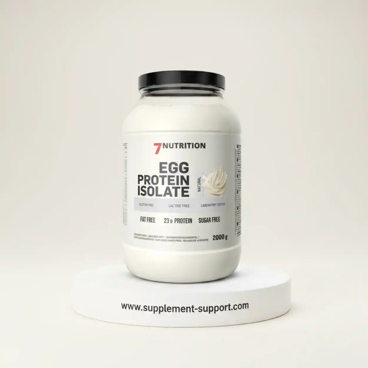 7Nutrition Egg Protein Isolate, 2000g Dose in Natural auf weißem Podest