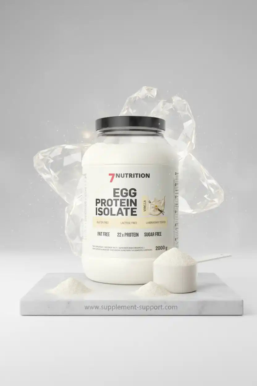 Eiweißpulver Vanille von 7Nutrition, fett- und zuckerfrei, 22g Protein pro Portion, ideal für Sportler und Fitness