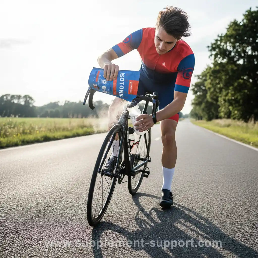 Radfahrer füllt Isotonisches Getränk in Trinkflasche – ideal für Sportler & Fitness