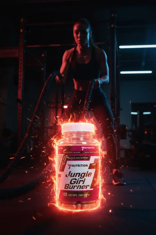 7 Nutrition Jungle Girl Burner Kapseln mit Feuereffekt im Fitnessstudio