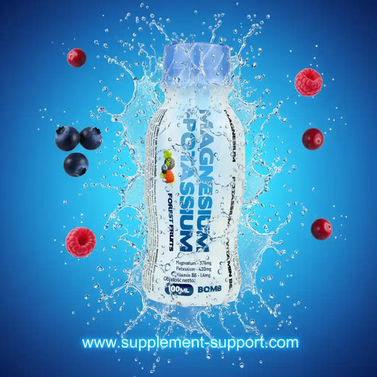 Magnesium-Potassium-Flüssigsupplement mit Waldbeeren-Geschmack, 100ml, ideal für Sportler