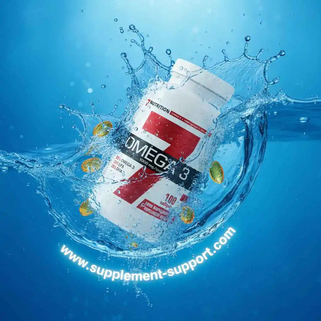 Omega 3 Nahrungsergänzungsmittel in einer Wasserfontäne