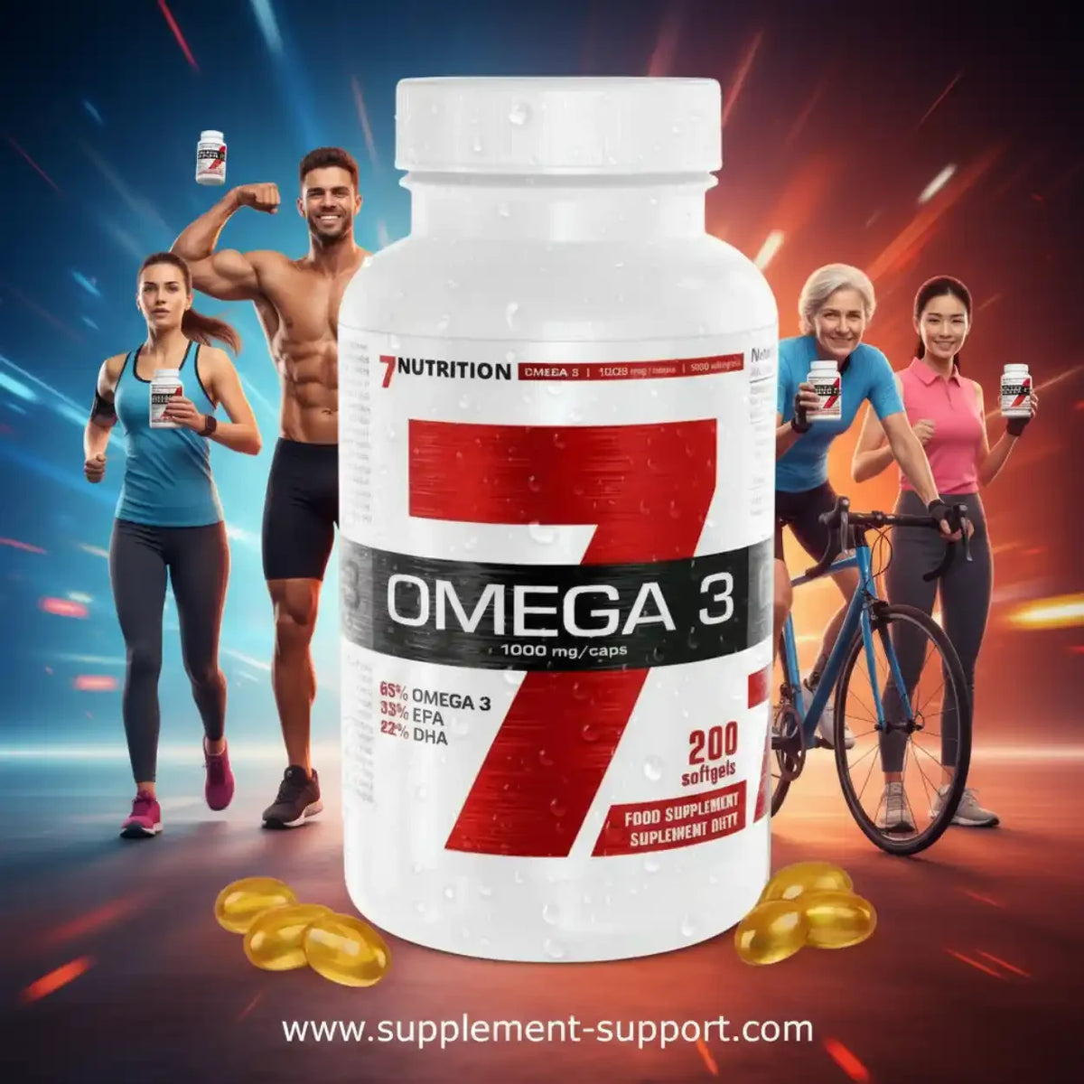 7Nutrition Omega 3 Nahrungsergänzung mit 200 Softgels für Sportler