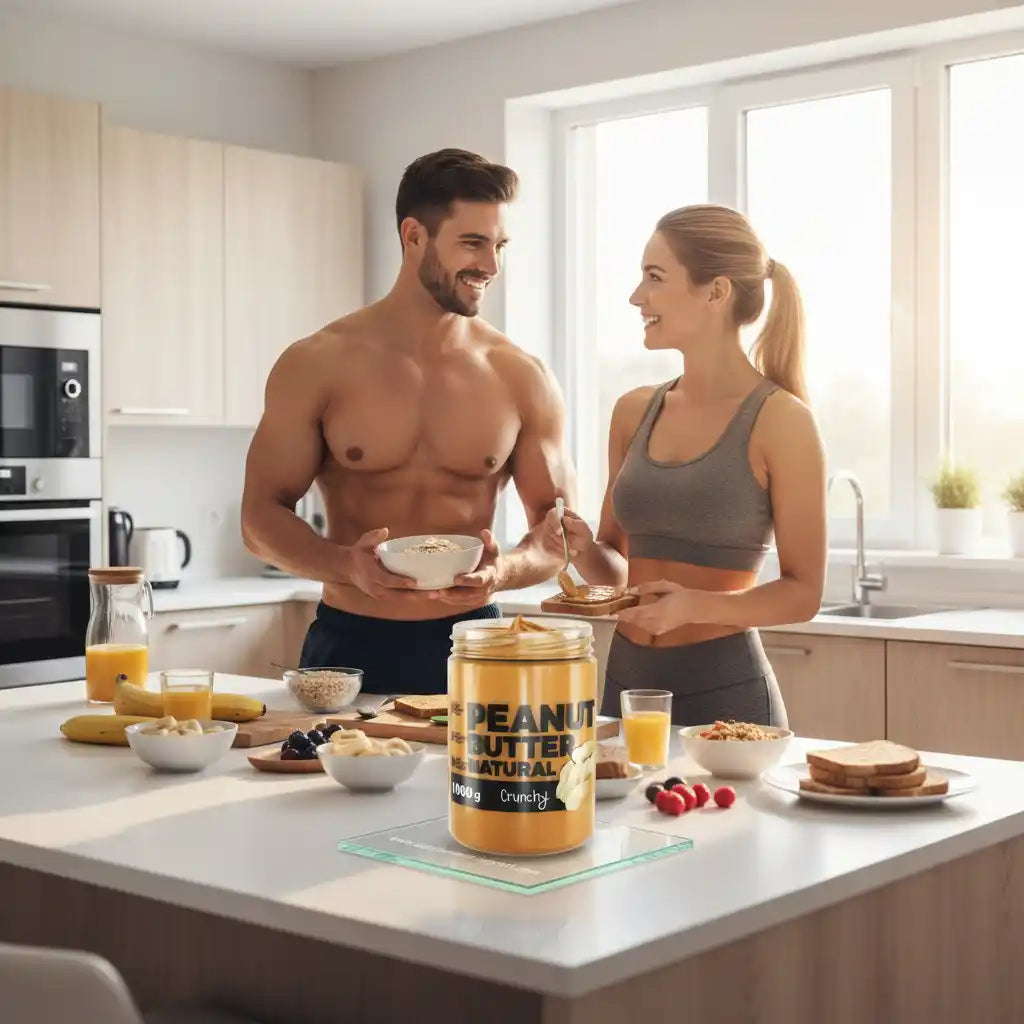 Natürliche Erdnussbutter für Sportler – ideal für Fitnessfrühstück mit Protein und Energie
