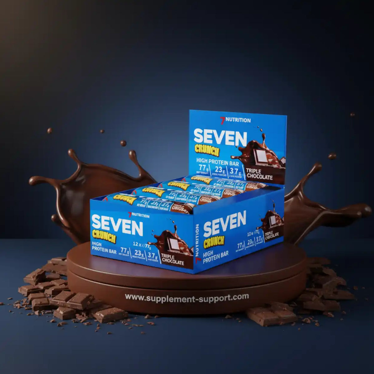 Seven Crunch High Protein Bar Triple Chocolate Packung für Sportler