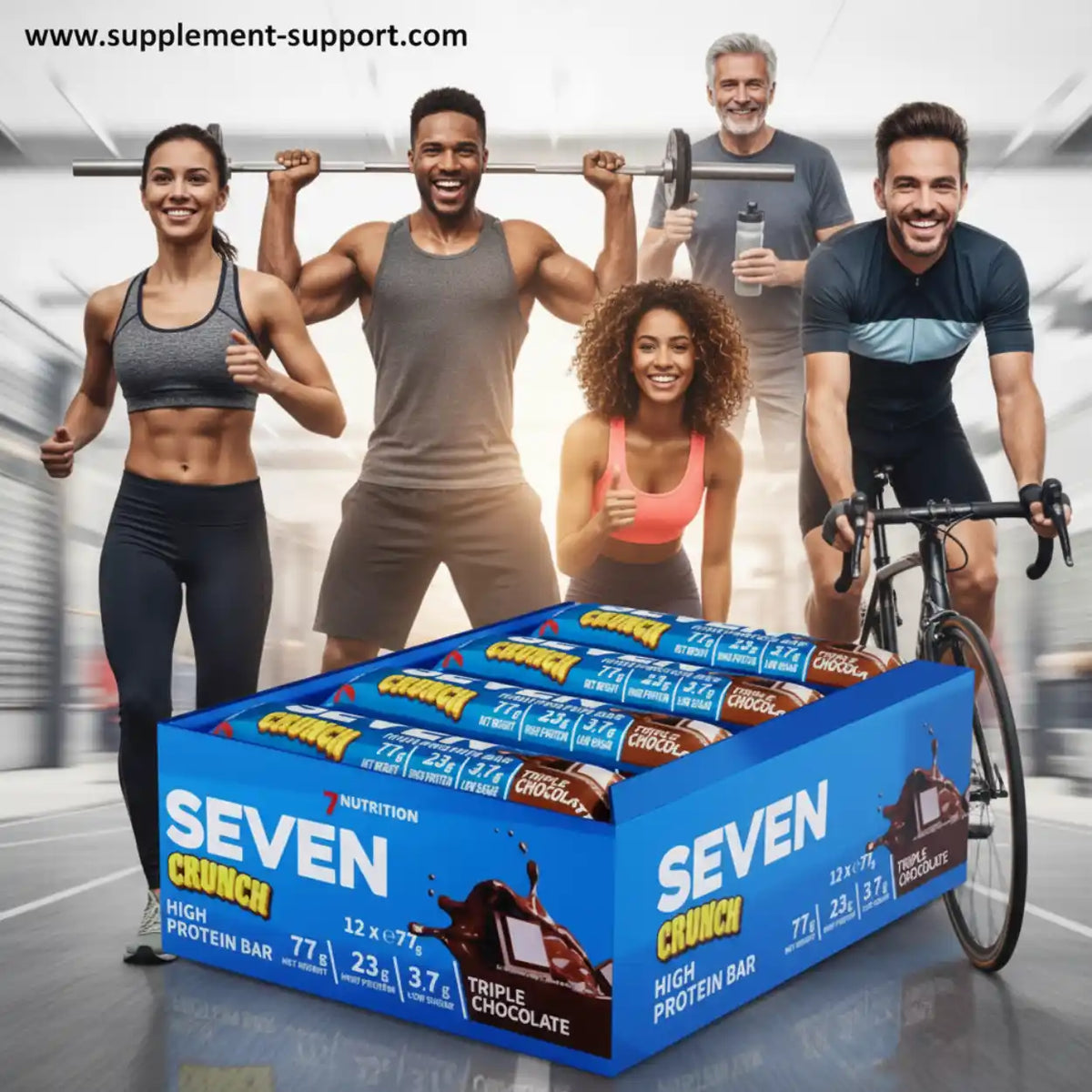 Seven Crunch High Protein Bar Triple Chocolate Pack für Sportler und Fitness