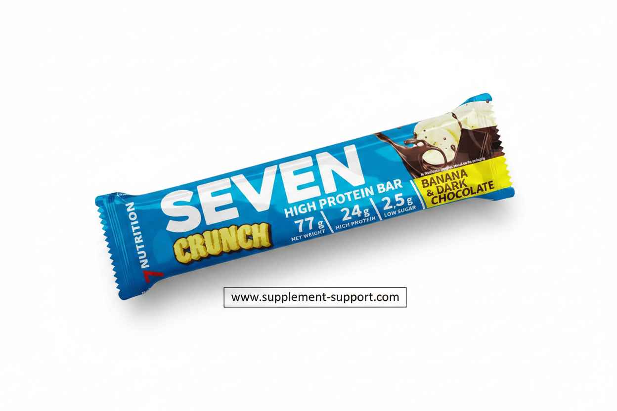 Seven Crunch High Protein Bar Banane & Dunkle Schokolade, 24g Protein, 2,5g Zucker