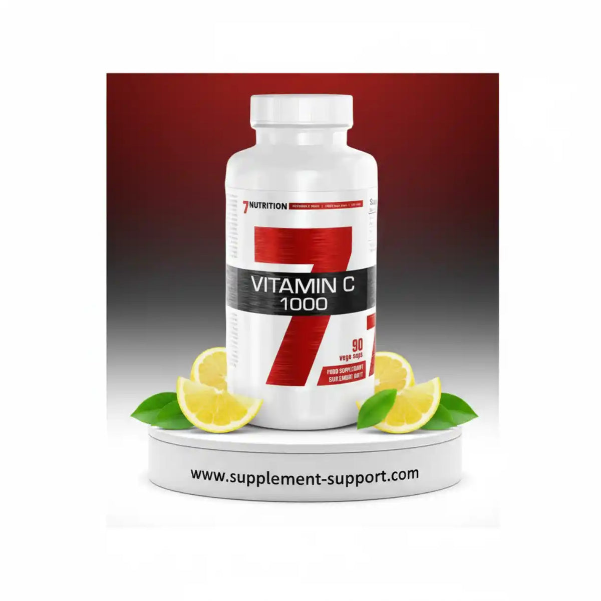 Vitamin C 1000 Nahrungsergänzungsmittel von 7 Nutrition mit Zitronenscheiben