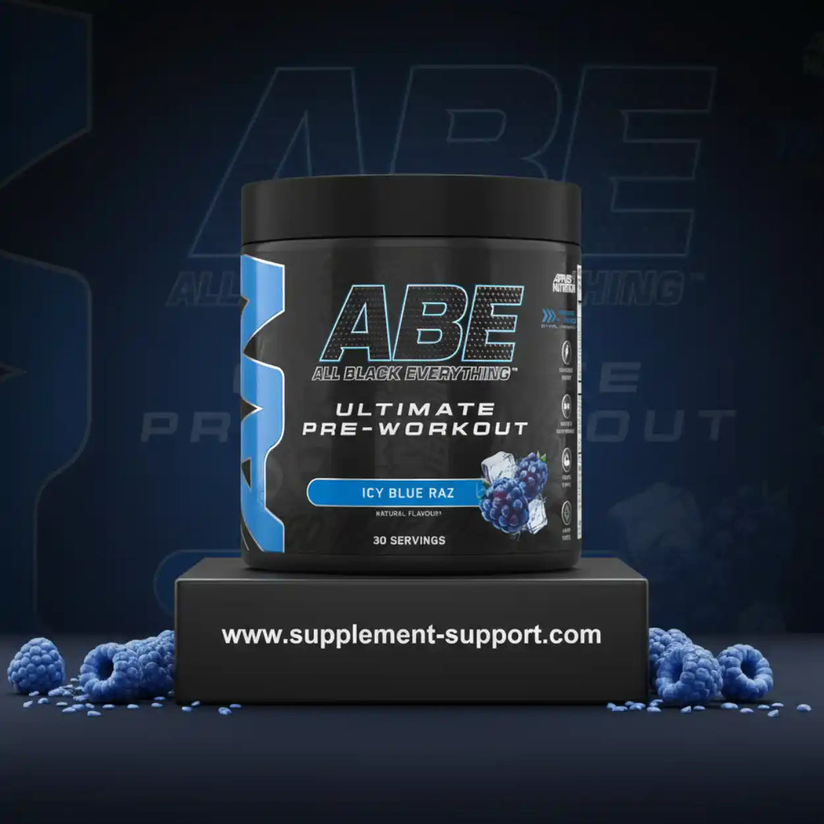 Applied Nutrition A.B.E. Ultimate Pre-Workout Booster in Icy Blue Raz Geschmack.