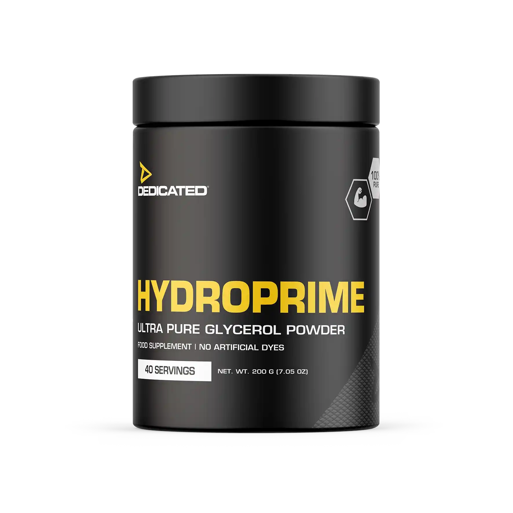 HydroPrime Glycerol Pulver Dose, schwarzes Design, 40 Portionen, Sportnahrung Supplement