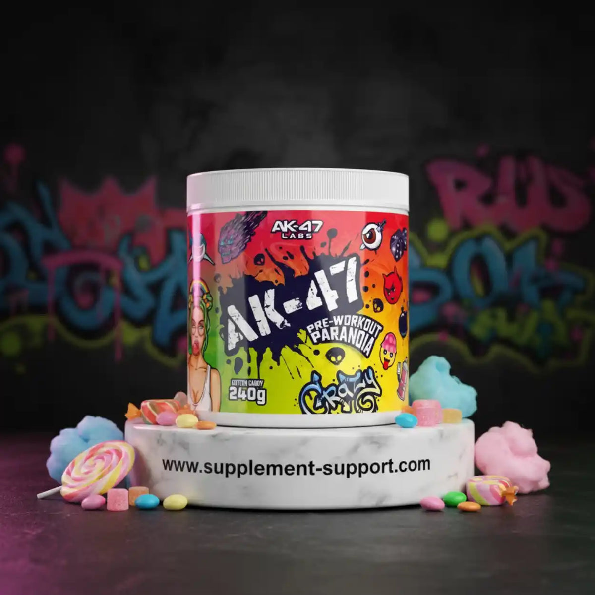 AK-47 Labs Pre-Workout Paranoia Cotton Candy Nahrungsergänzung in einer Dose
