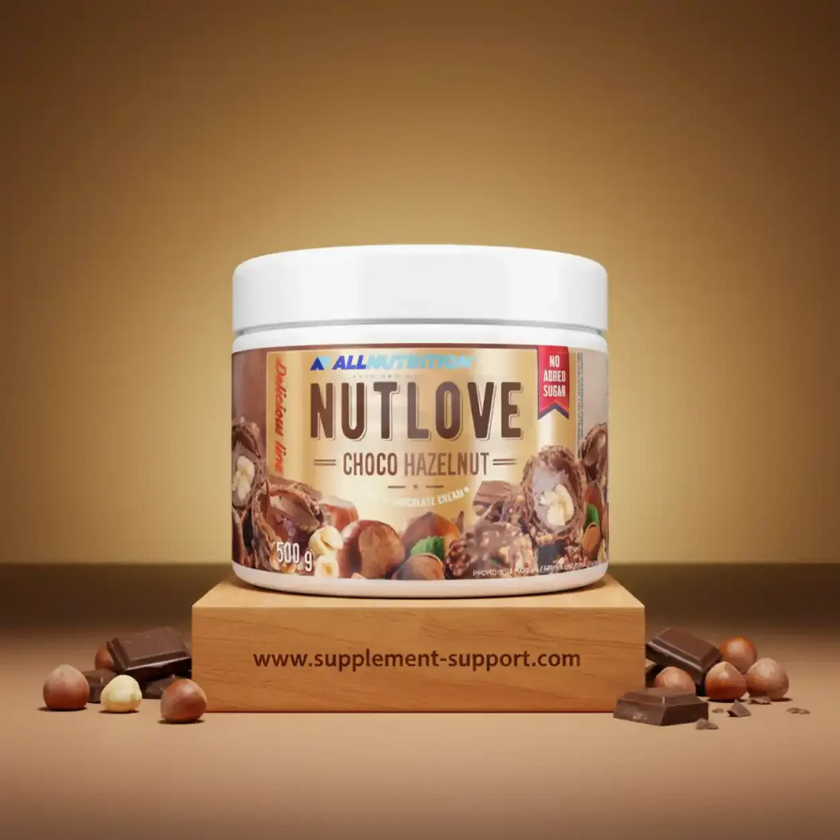 All Nutrition Nut Love Choco Hazelnut Schokocreme-Becher mit Haselnüssen und Schokoladenstücken