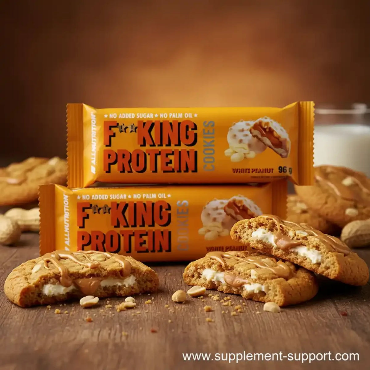 All Nutrition Protein Cookies in White Peanut Geschmack mit gefüllten Keksen.