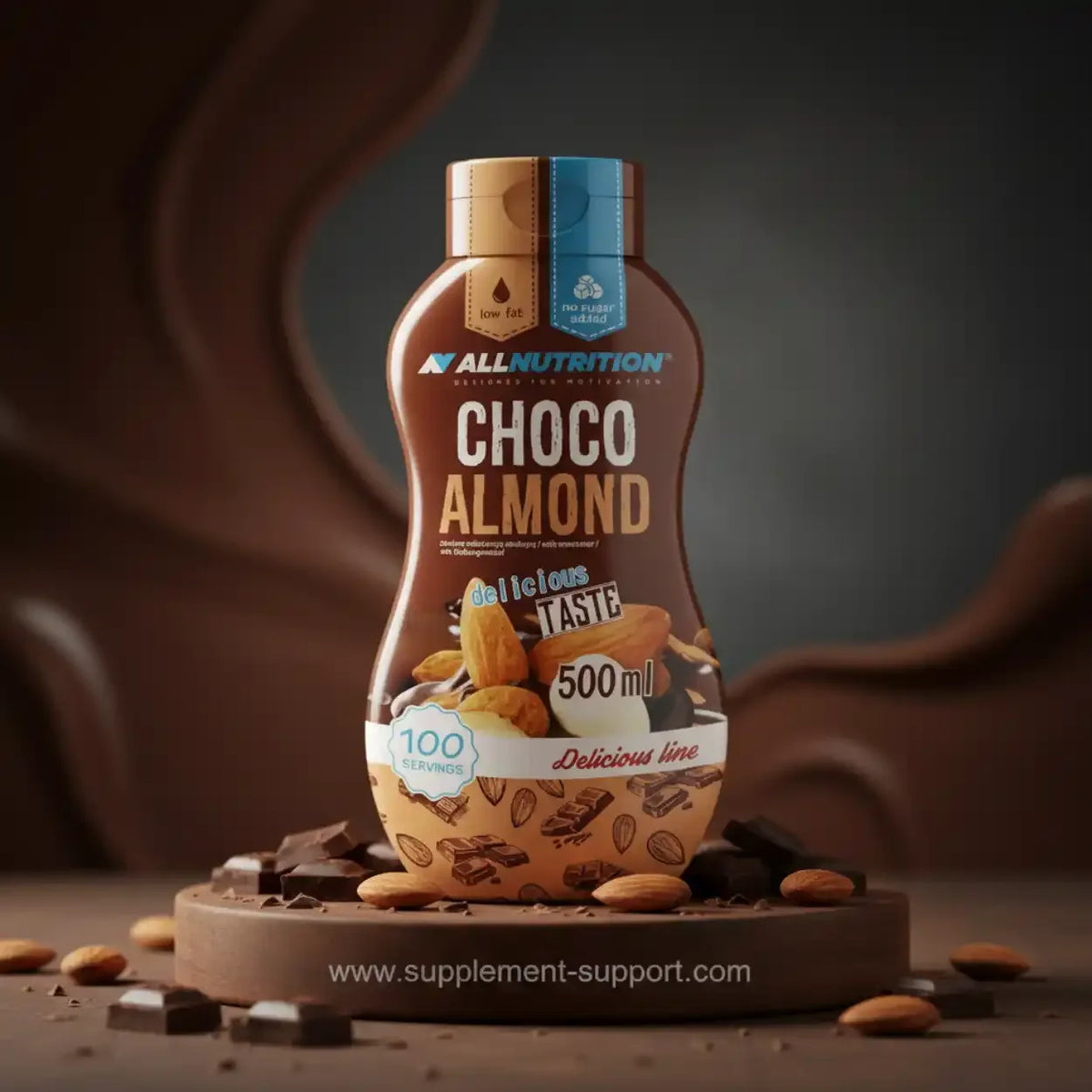 All Nutrition Choco Almond Sauce Zero Sugar 500ml Flasche mit Mandeln und Schokolade