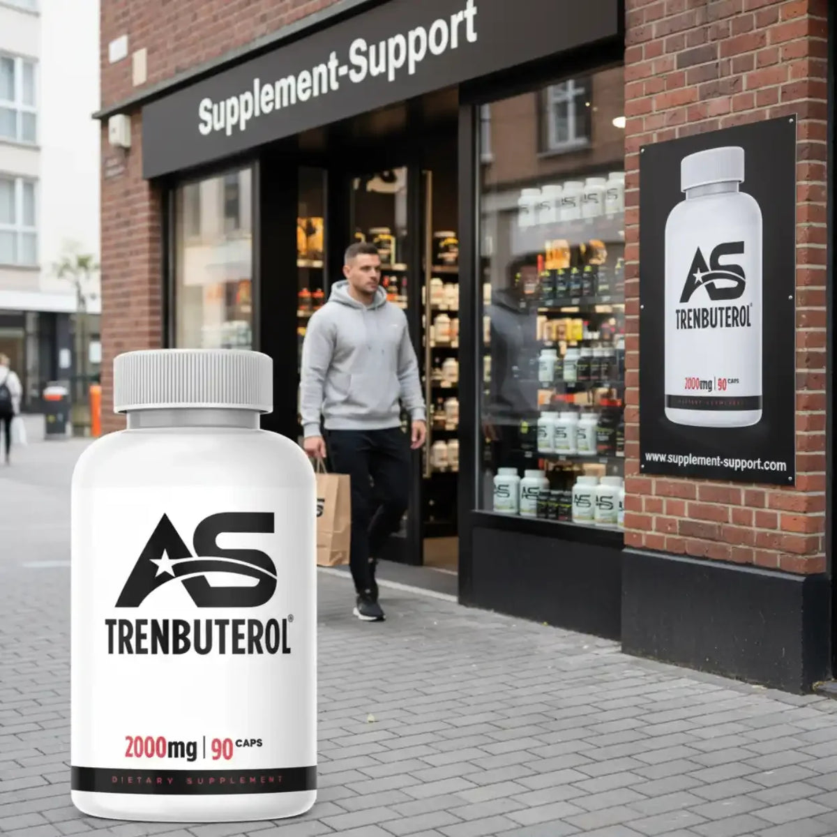 American Supps Tren-buterol TsT-Booster Dose vor einem Supplement-Store
