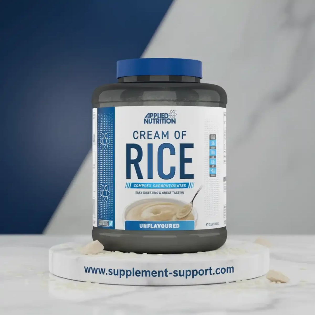 Applied Nutrition Cream of Rice unflavored Sportnahrung in einem schwarzen Behälter