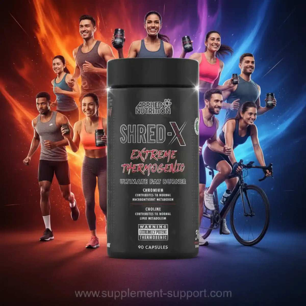 Applied Nutrition Shred-X Extreme Thermogenic Fettverbrenner Dose mit sportlichen Menschen