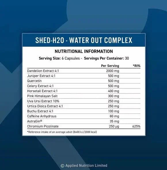 APPLIED SHED H20 - 180 CAPS Entwässerung - Supplement-Support.com