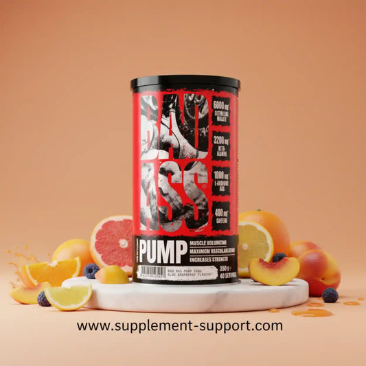BAD ASS Pump Booster 350g Dose mit Blaubeer-Himbeer-Geschmack und frischen Früchten