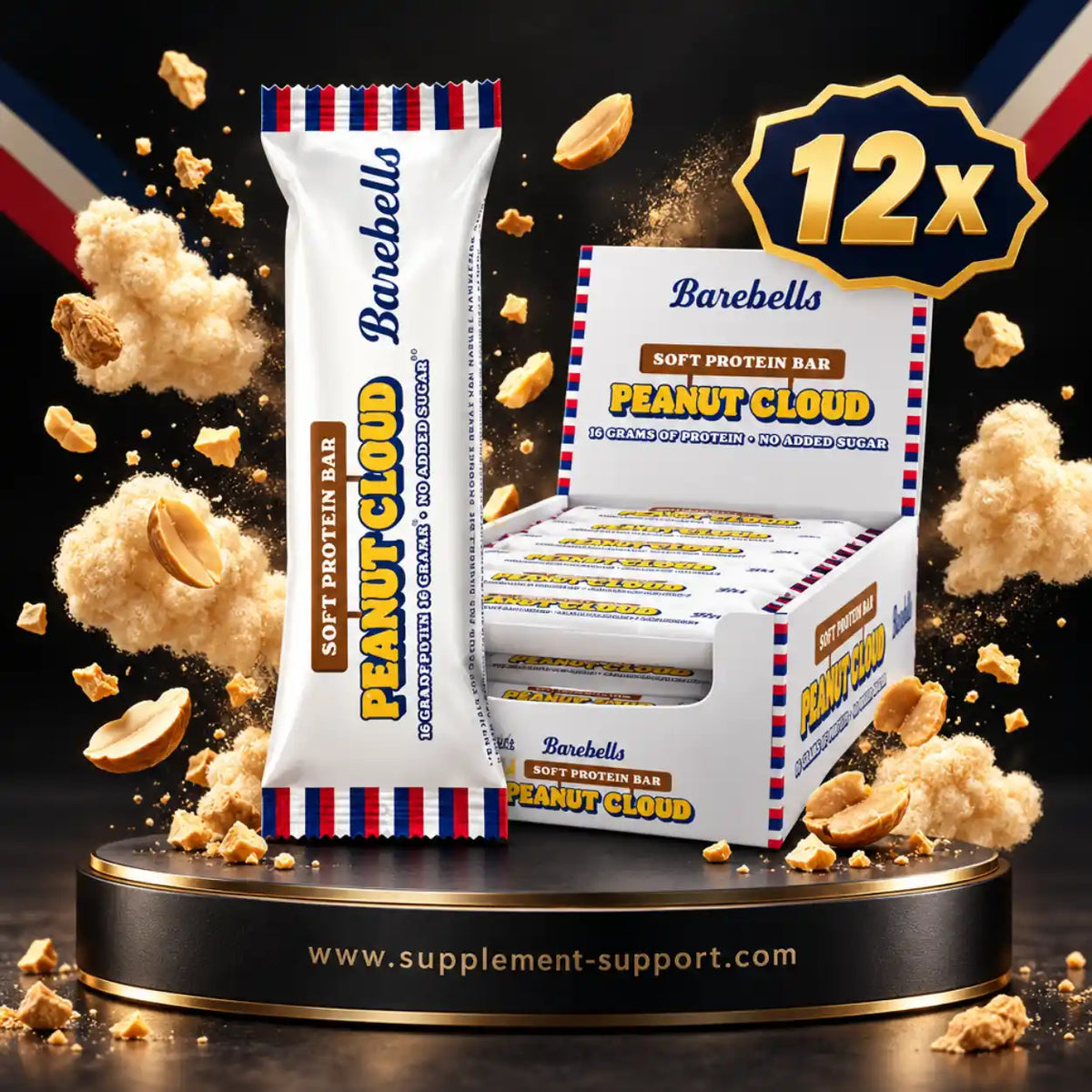 12er Pack Barebells Soft Protein Bar Peanut Cloud mit Erdnüssen und Protein-Crunch