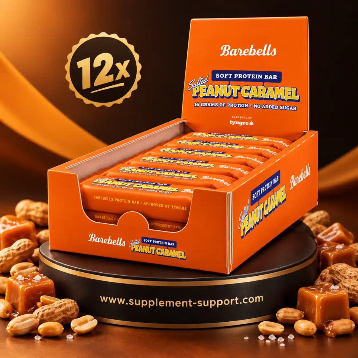 Barebells Protein Softbar Salted Peanut Caramel 12er Pack mit Erdnüssen und Karamellstücken