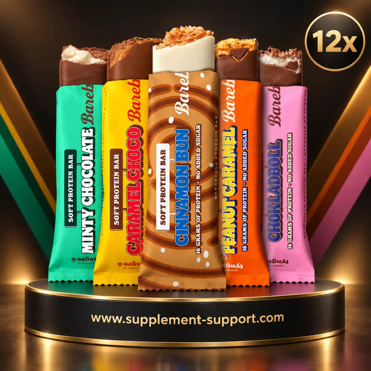 Barebells Protein Softbar im 12er Pack in verschiedenen Geschmacksrichtungen.