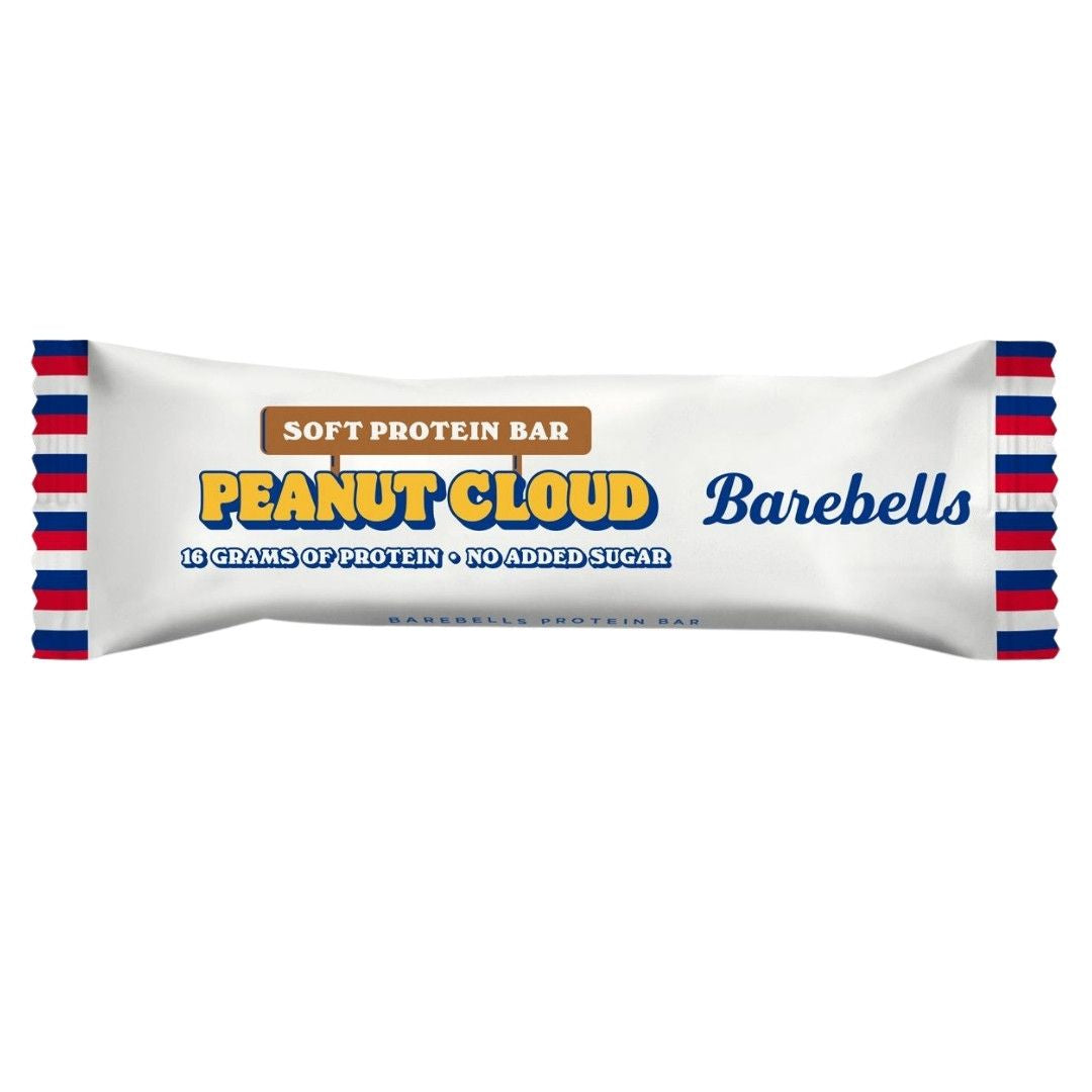 Barebells Peanut Cloud Soft Protein Bar Verpackung, zuckerfrei, 16g Protein