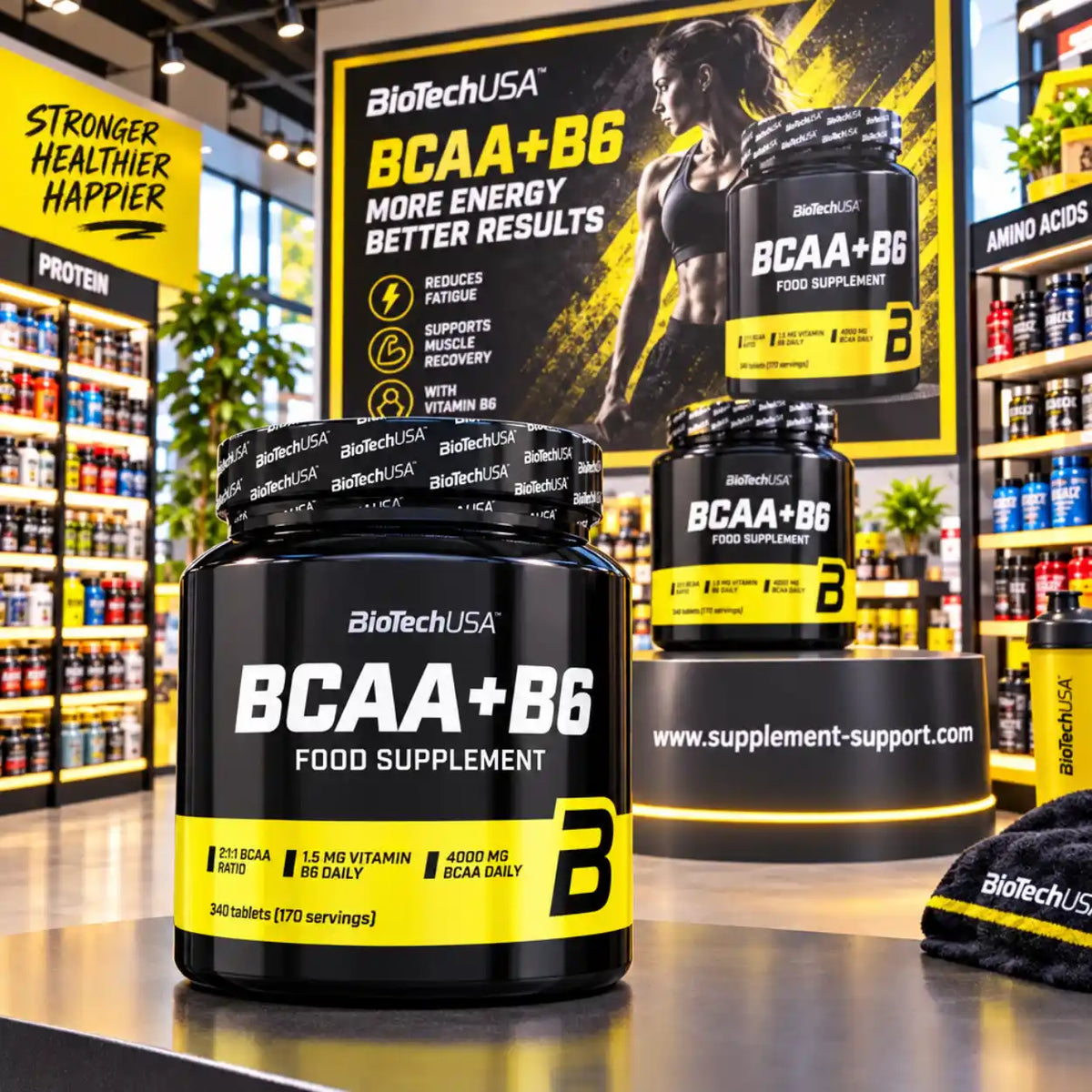 BioTech USA BCAA+B6 Nahrungsergänzungsmittel Tabletten in einem Supplement-Shop