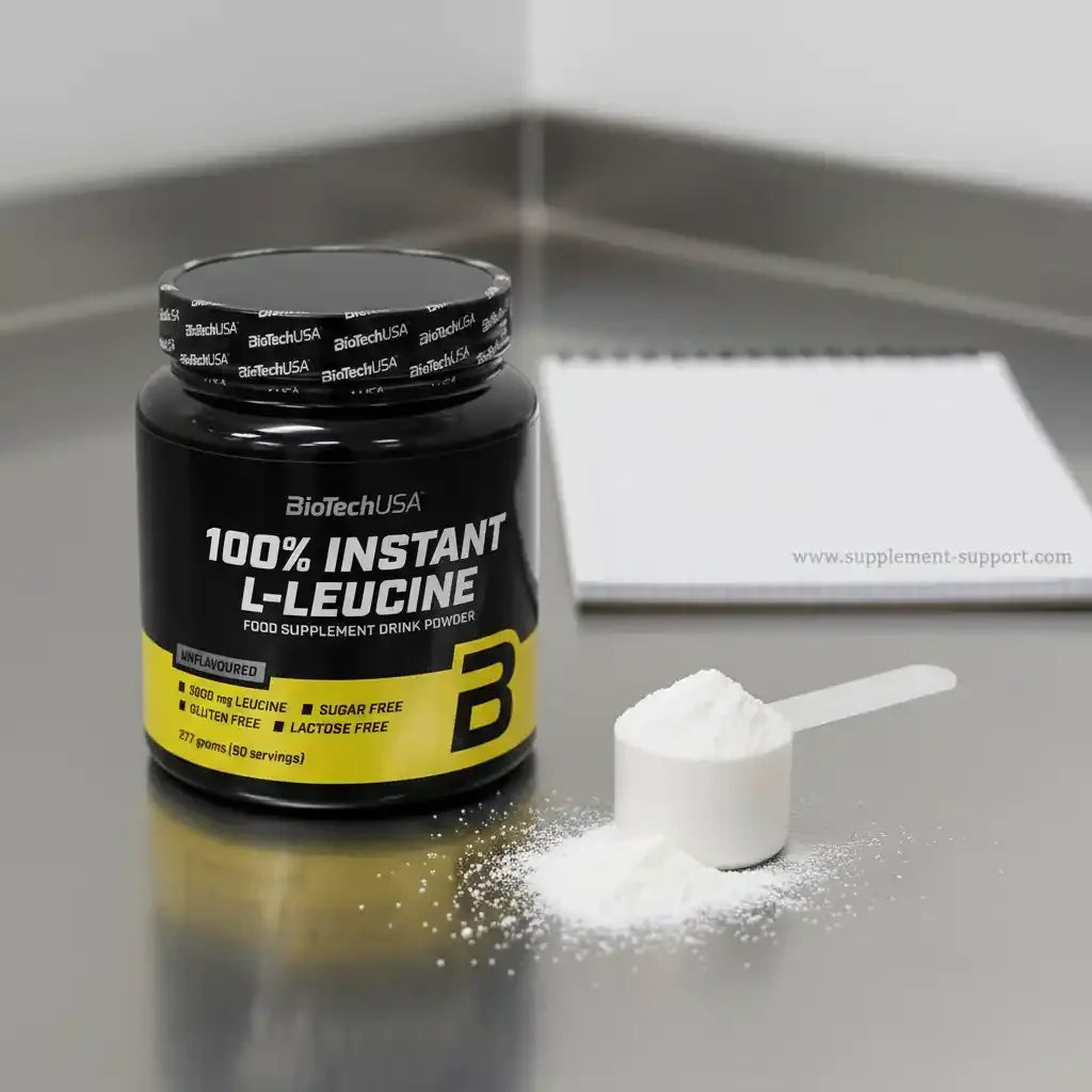 BioTechUSA 100% Instant L-Leucin Nahrungsergänzungspulver mit Messlöffel