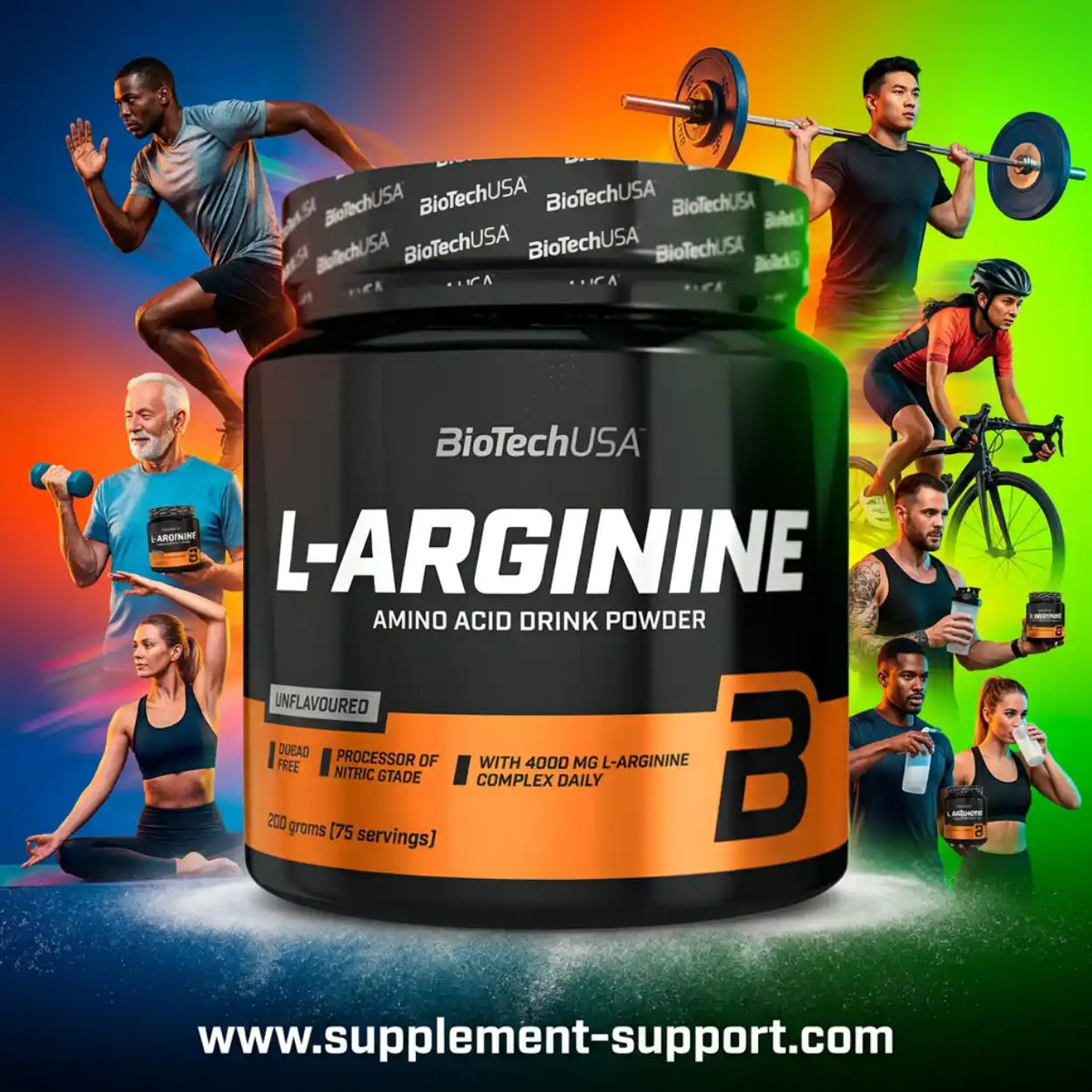 Poudre de L-Arginine 100 % pure de BioTech USA, 300 g