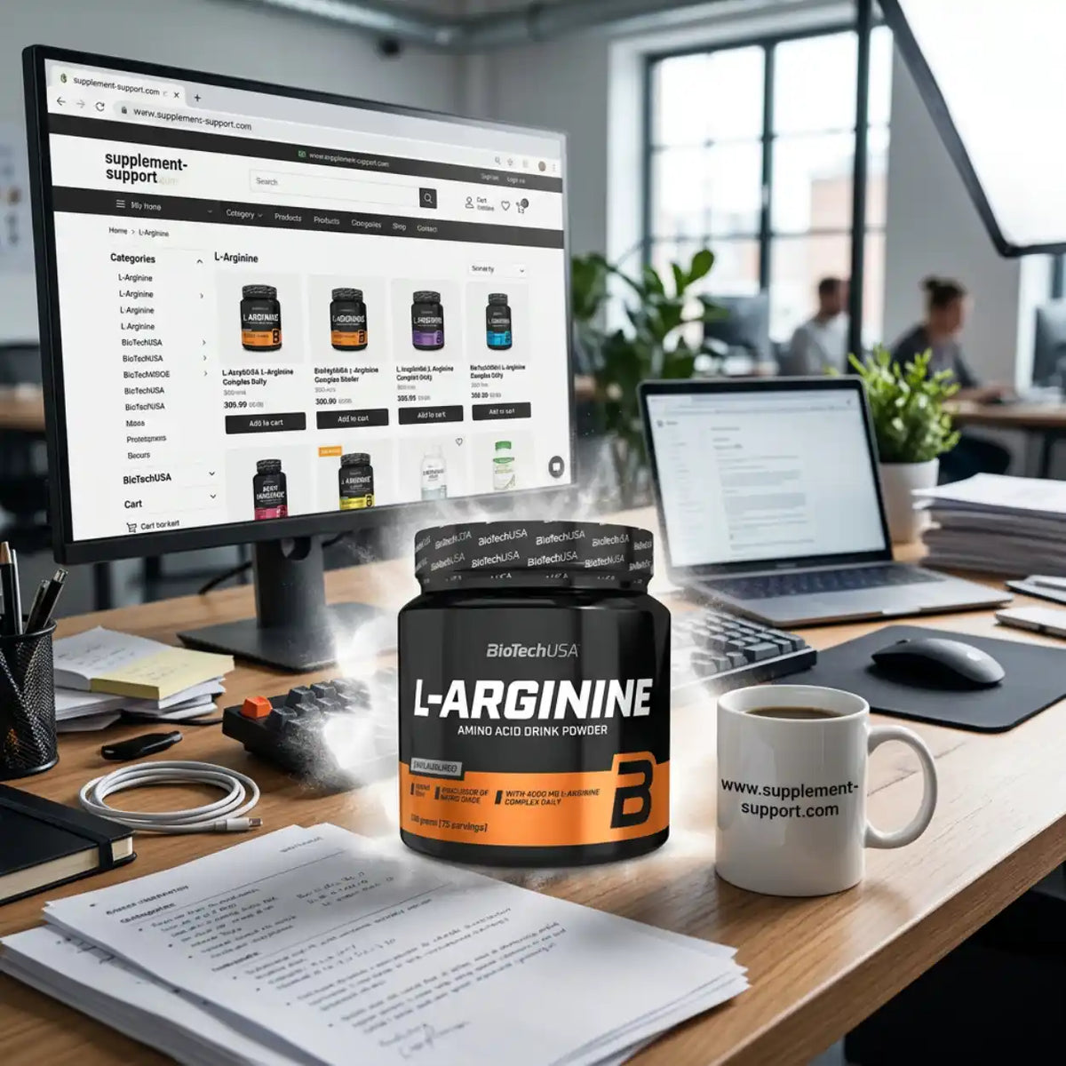 Poudre de L-Arginine 100 % pure de BioTech USA, 300 g