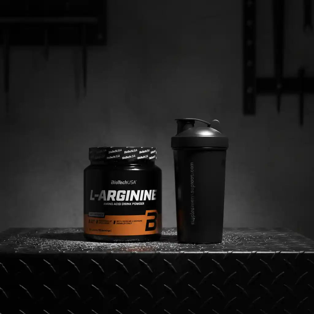 BioTechUSA L-Arginin Aminosäuren Pulver mit Shaker für Sportler und Fitness
