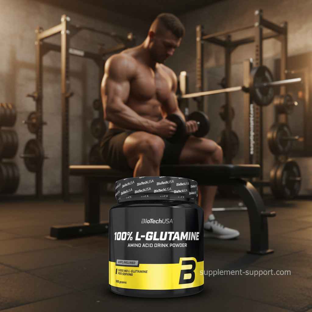 BioTechUSA 100% L-Glutamin Aminosäure Pulver für Fitness und Muskelaufbau im Studio