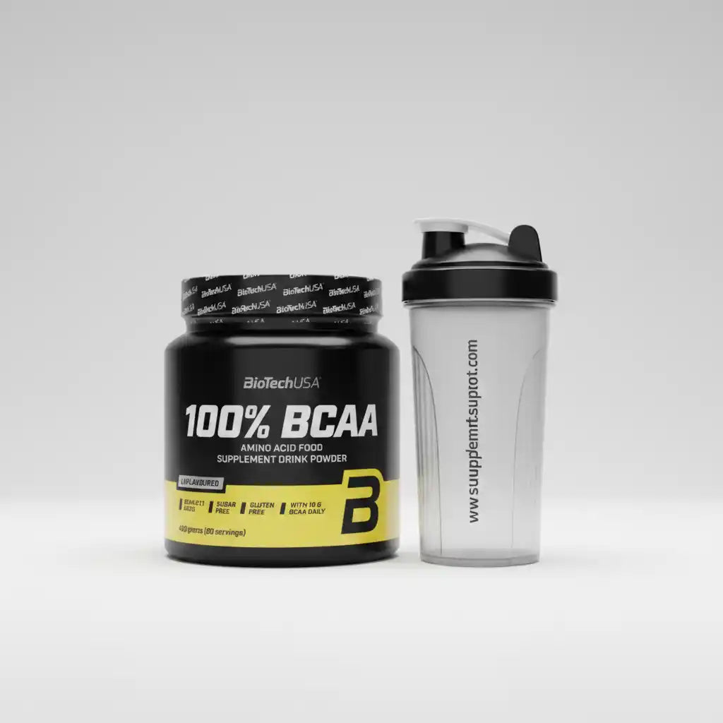 BioTechUSA 100% BCAA Aminosäuren Pulver mit Shaker für Sportler und Fitness