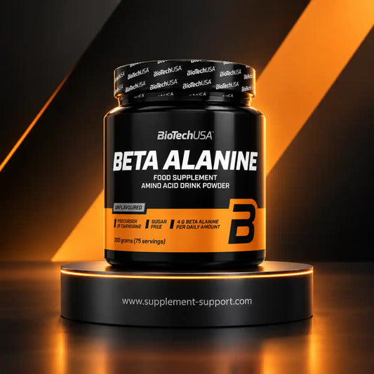 BioTech USA Beta Alanine 300g Nahrungsergänzungsmittel als Aminosäure-Pulver in schwarzer Dose