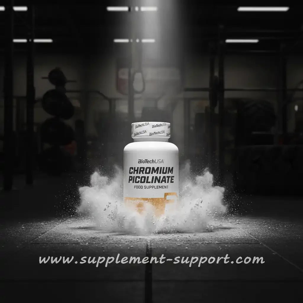 BioTechUSA Chromium Picolinate Nahrungsergänzungsmittel in einem Fitnessstudio.