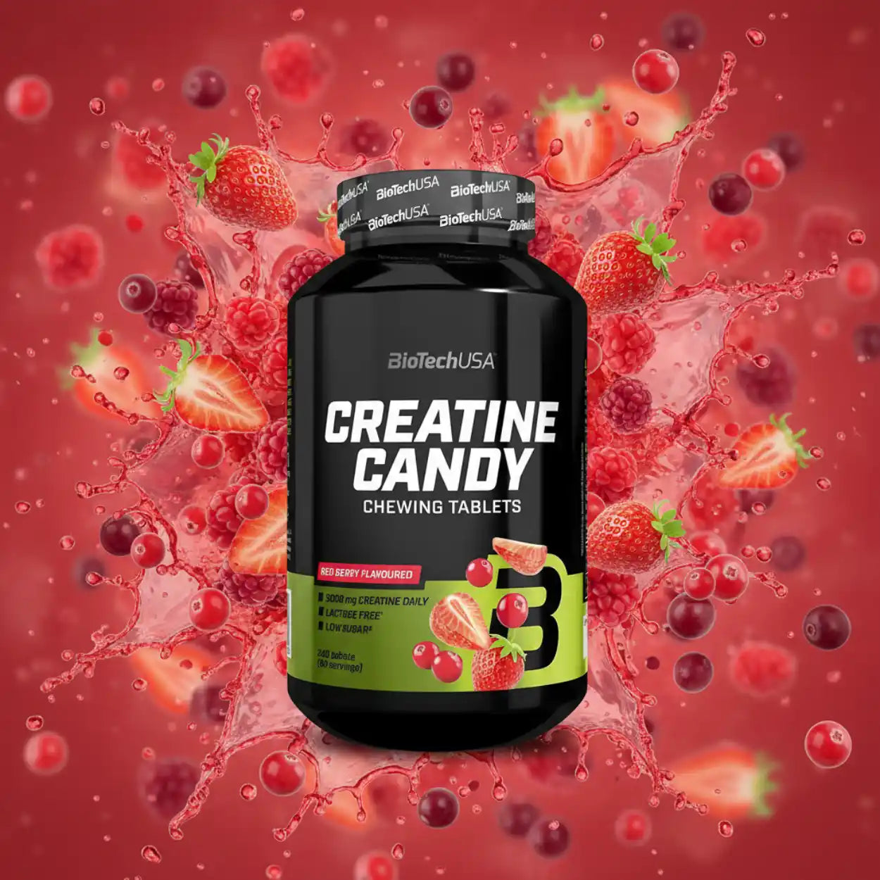 BioTech USA Creatine Candy, 240 Kautabletten Red Berry - Supplement-Support.com
