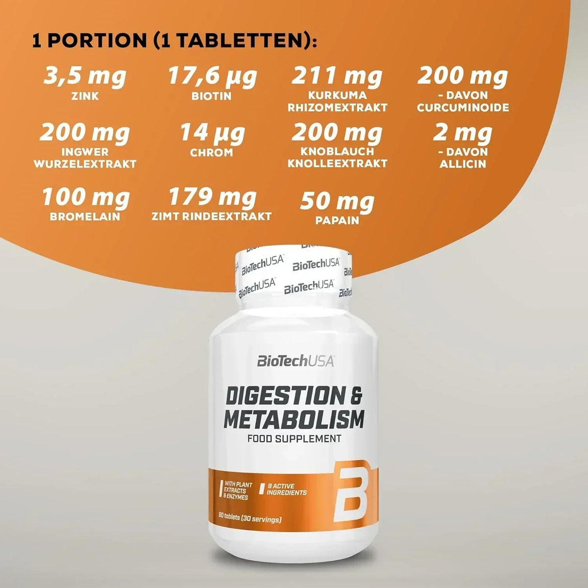 BioTech USA Digestion & Metabolism 60 Tabletten - Supplement-Support.com