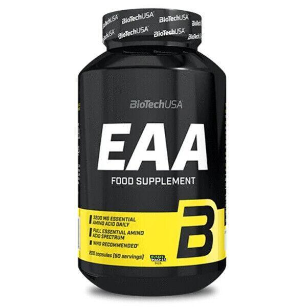 BioTech USA EAA - 200 Caps - Essentielle Aminosäuren - hoch Dosiert - Supplement-Support.com