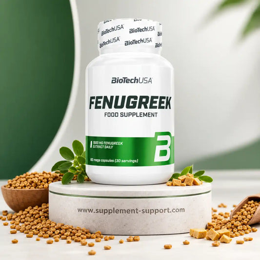 BioTech USA Fenugreek Nahrungsergänzungsmittel Dose mit Bockshornklee Samen.