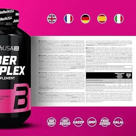 BiotechUSA Fiber Complex Nahrungsergänzung mit ISO, HACCP, Halal Zertifizierung – ideal für Sportler und Fitness
