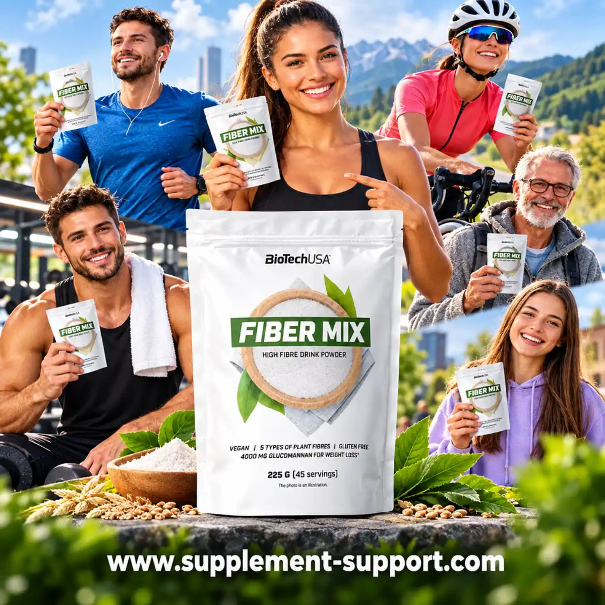 BioTech USA Fiber Mix ballaststoffreiches Getränkepulver für Sportler.