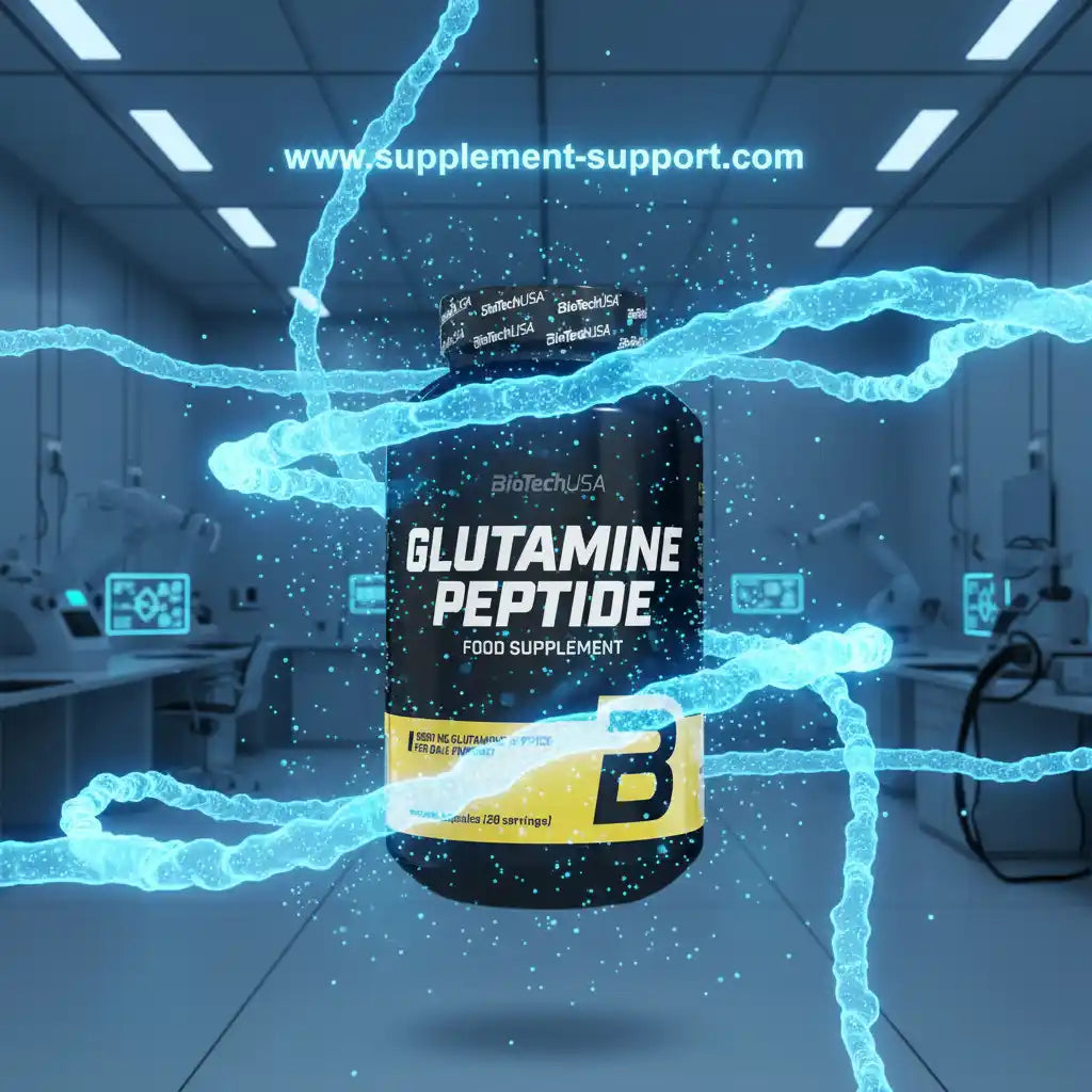 BioTechUSA Glutamine Peptide Nahrungsergänzung in einem modernen Labor-Setting