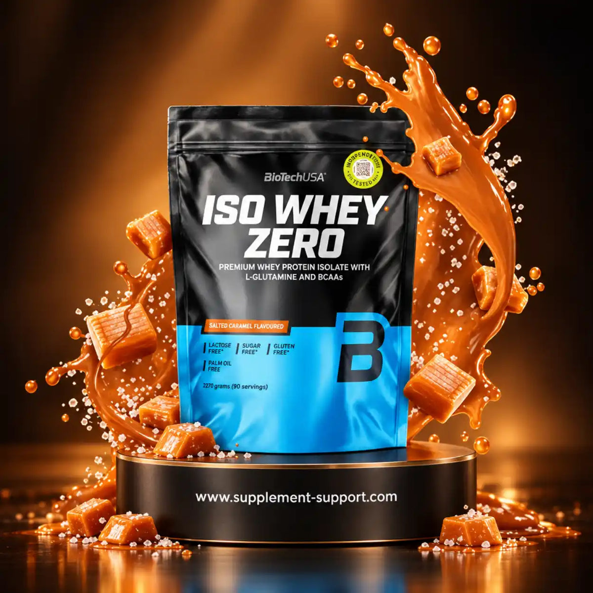 BioTech USA Iso Whey Zero Protein Isolat in der Geschmacksrichtung Salted Caramel