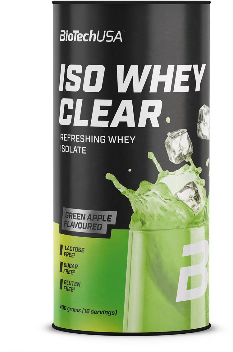 BioTechUSA ISO Whey Clear Green Apple Isolat, Eiweißpulver, 400g Dose, Sportnahrung, laktosefrei