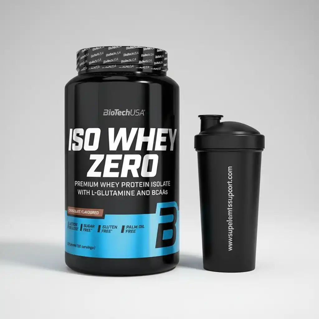 ISO WHEY ZERO Proteinpulver mit Shaker, ideal für Fitness und Sportler
