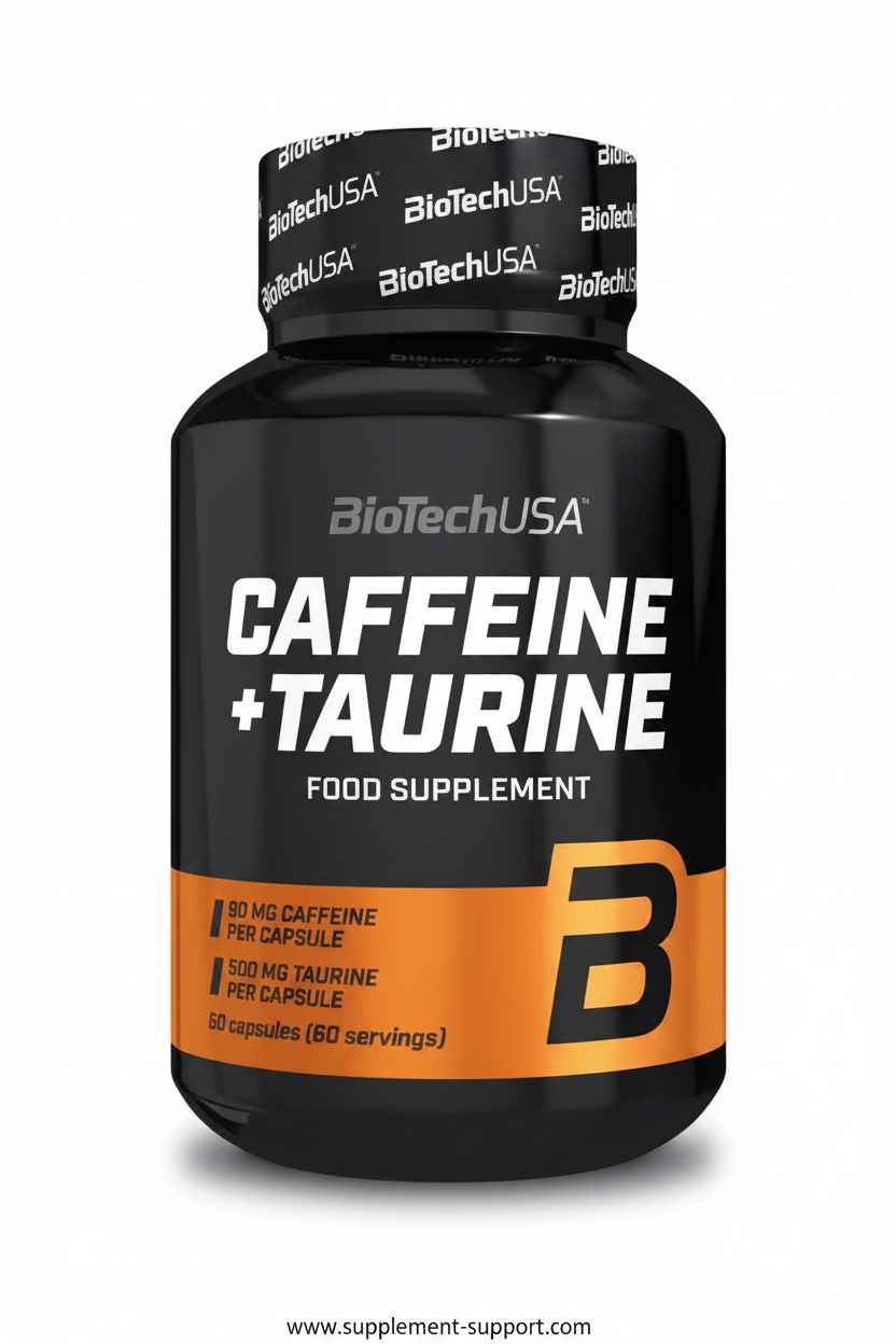 BioTechUSA Koffein + Taurin Nahrungsergänzungsmittel für Sportler, 60 Kapseln mit 90 mg Koffein und 500 mg Taurin pro Kapsel